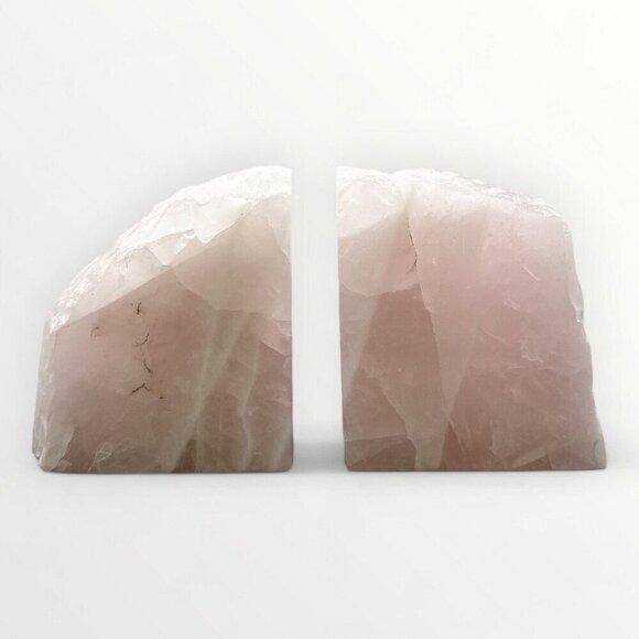 Rose Quartz Bookends, Natural Characteristics, Pink Crystal Bookends (AA) - Picture 1 of 10